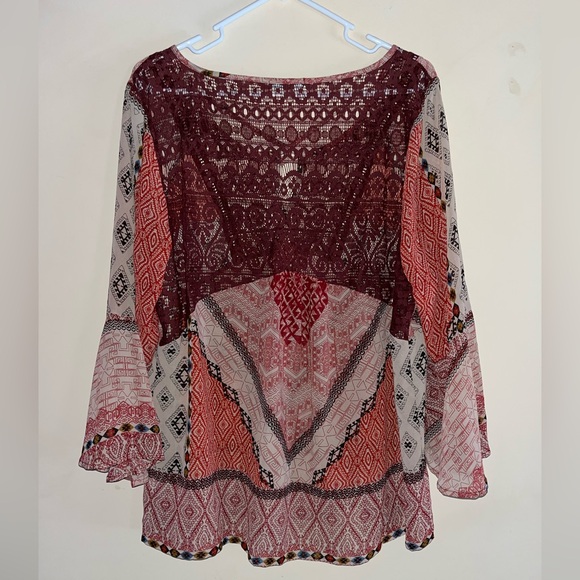 Maurice’s Orange Lightweight Long Sleeve Mesh Blouse, Size XL Women's - Picture 3 of 3